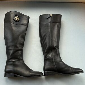 Tory Burch Ashlynn Black Leather Knee-High Boots